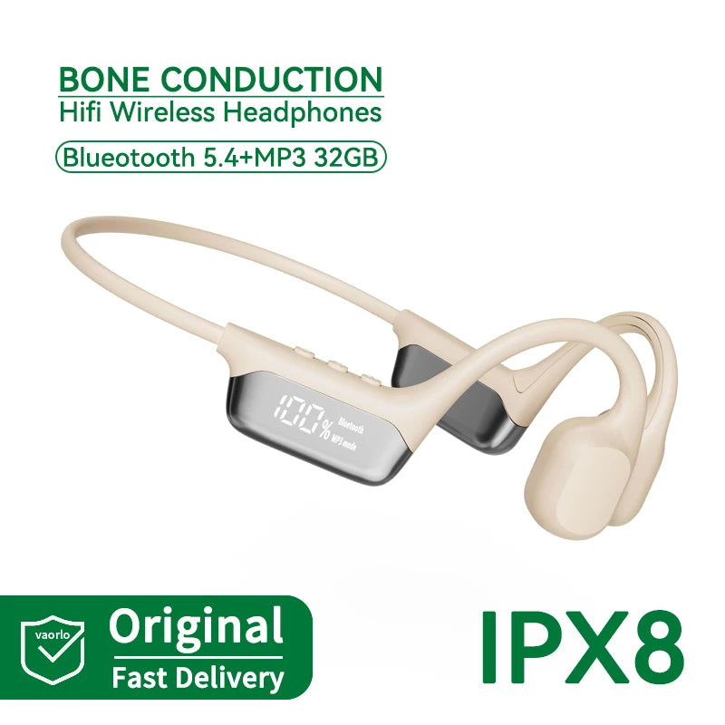 #IPX8 Waterproof Bone Conduction Wireless Headphone Bluetooth 5.4+32GB RAM MP3 Player HIFI Music Sport Swimming Headset with Mic