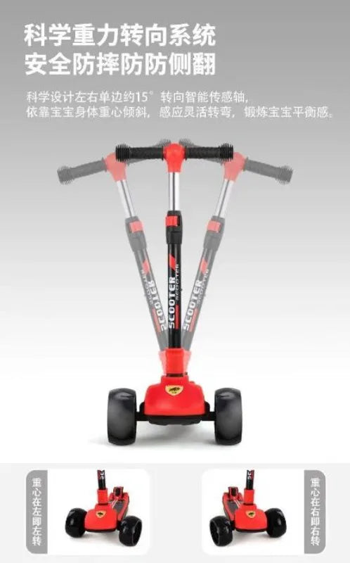 Children's Scooter 1-3-8-15 Year Old Large Scooter Male and Female Single Leg Scooter Music Light Smooth Driving