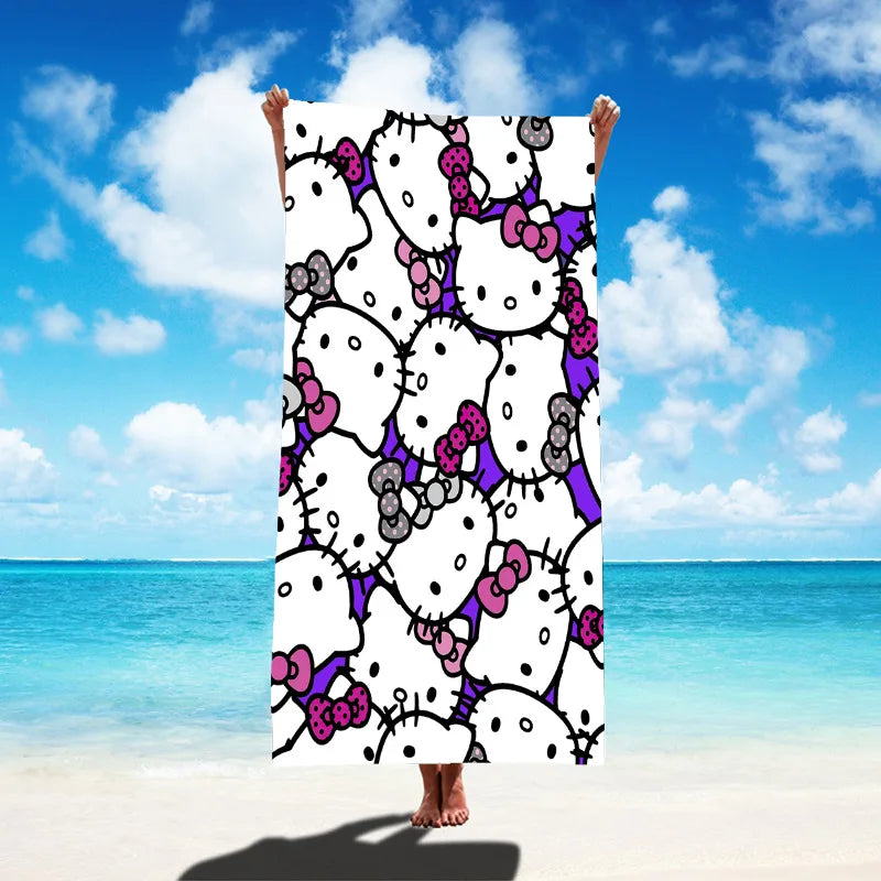 Sanrio Hello Kitty Beach Towel Cartoon Style Microfiber Large Beach Towel Bath Towel Multifunctional Square Towel Beach Towel