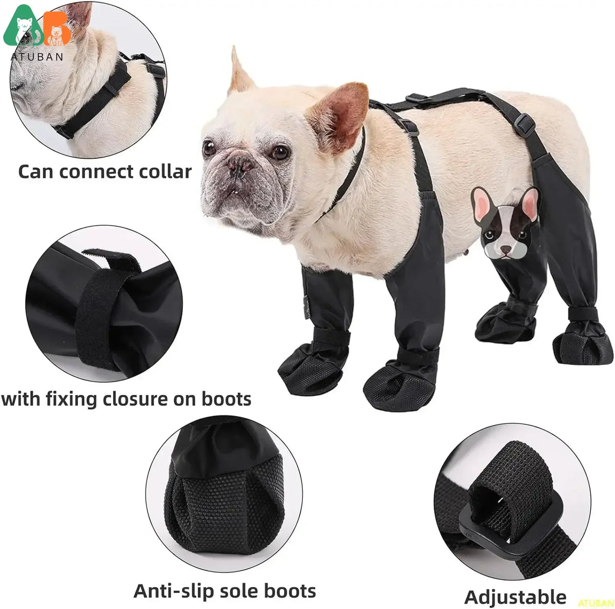 Waterproof Dog Boots Anti-Slip Dog Shoes,Rugged Rubber Sole,Pet Paw Protector, Dirty-Proof&Anti-Fall Dog Outdoor Walking Running