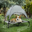 ‌Elevated Outdoor Pet Cot for Large Dogs, Heavy-Duty Frame Summer Camping Bed, Detachable Sunshade Canopy & Portable Dog Tent