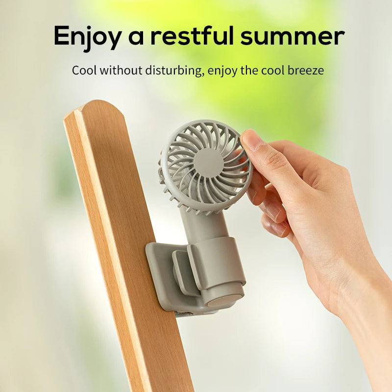 VISSKO Portable Mini Clip Fan USB Rechargeable Hand Held Fan Small Pocket Fan 3Speeds 1000mAh Multifunctional fan Ourdoor Summer