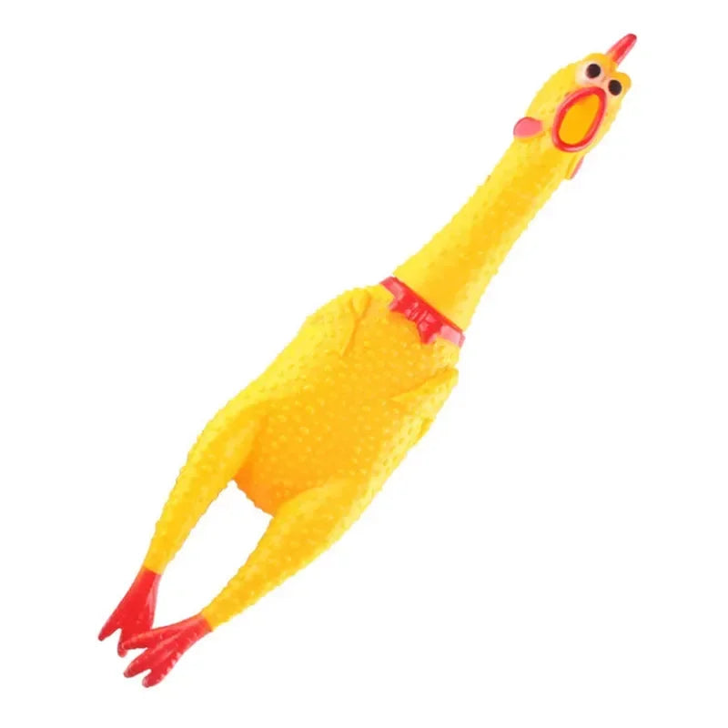 Novelty Yellow Screaming Chicken Dog Toy-Durable Rubber Squeaker for Boredom Relief Bite-Resistant Chew Toy for Small/Medium Dog