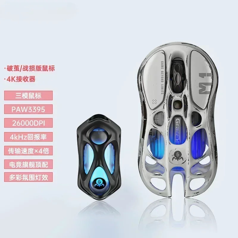 Gravastar M1/M2/Mercury X Pro Mouse Wireless Three Mode Magnesium Alloy Lightweight RGB Hollow Customized E-sports Gamer Mice