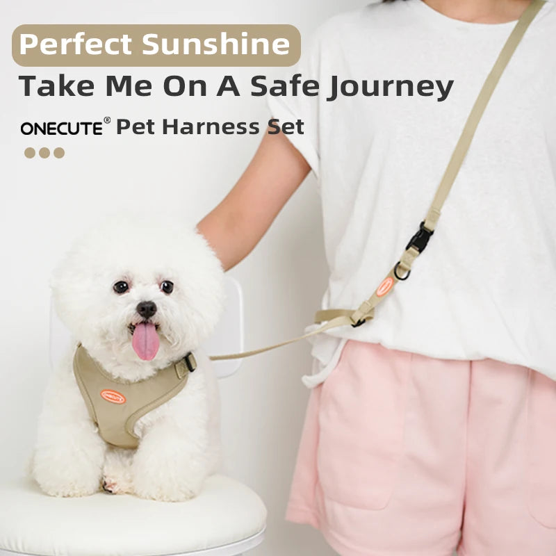 ONECUTE Handsfree Pet Dog Puppy  Harness  with Adjustable Traction Rope  Cat Breathable and Not Tight