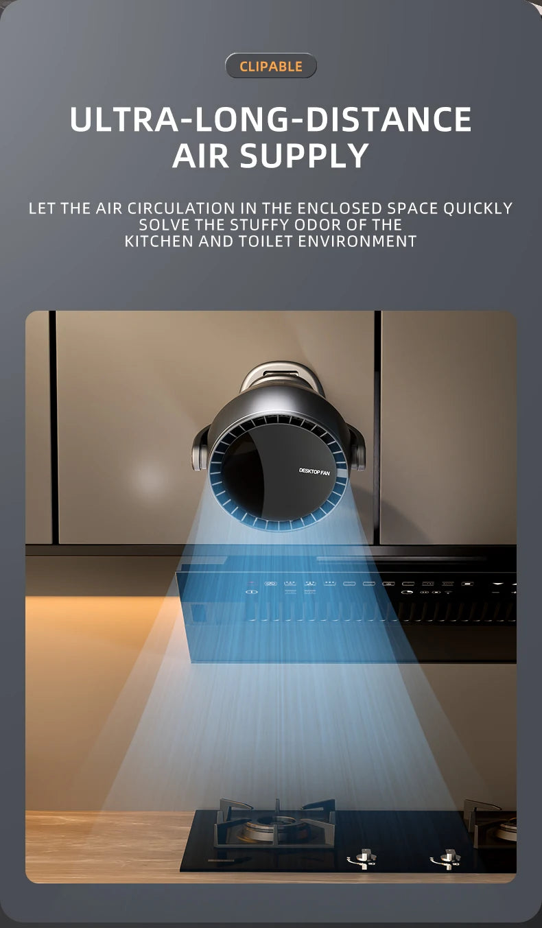 New USB Multi functional Leaveless Clip Fan Outdoor Camping Desktop Charging Wireless Fan