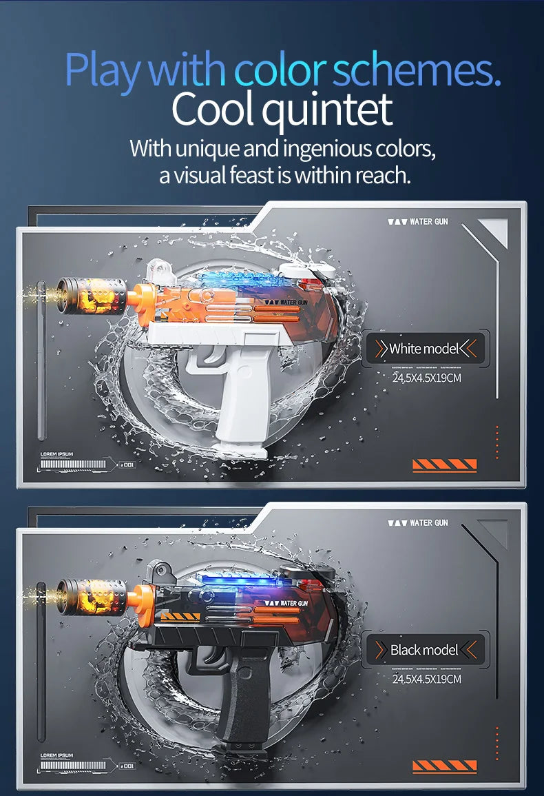 Electric UZI Flamethrower Water Gun Toy High-Power Full Automatic Water Shooter Outdoor Games for Kids Adults Summer Fun Toys