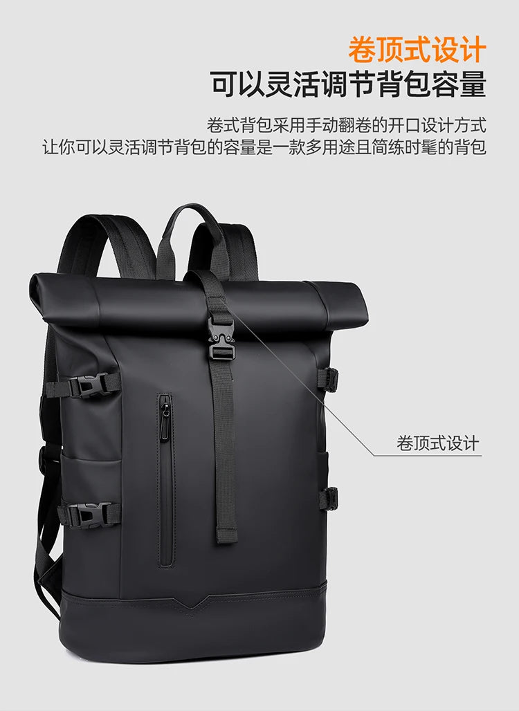 Waterproof Durable Outdoor Backpack Roll Top Fashion Casual Backpack for Hiking Travel Men Women Daily Commute