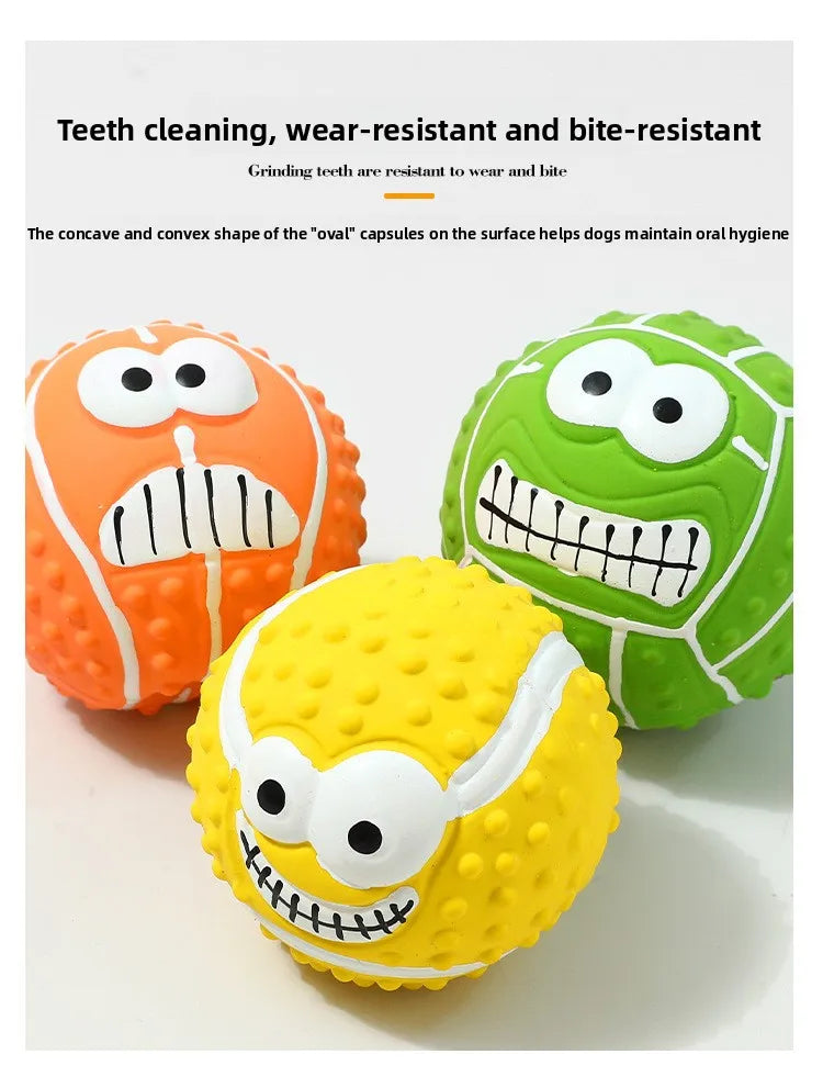 New Smiley Face Ball Latex Sound Toy Molar Teeth Cleaning Pet Latex Ball Dog Toy Pet Supplies