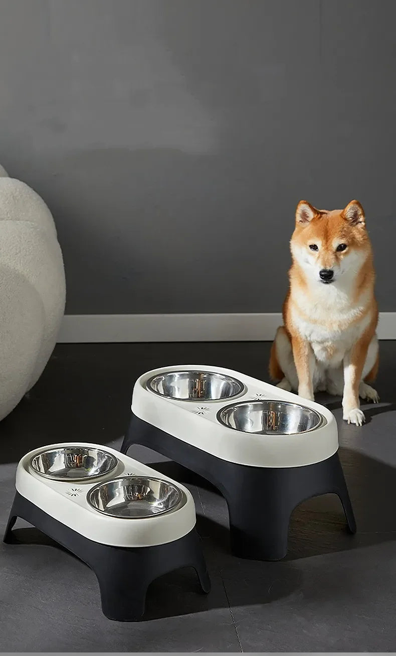 Stainless Steel Raised Dog Bowl - Anti-Knock Elevated Feeder
