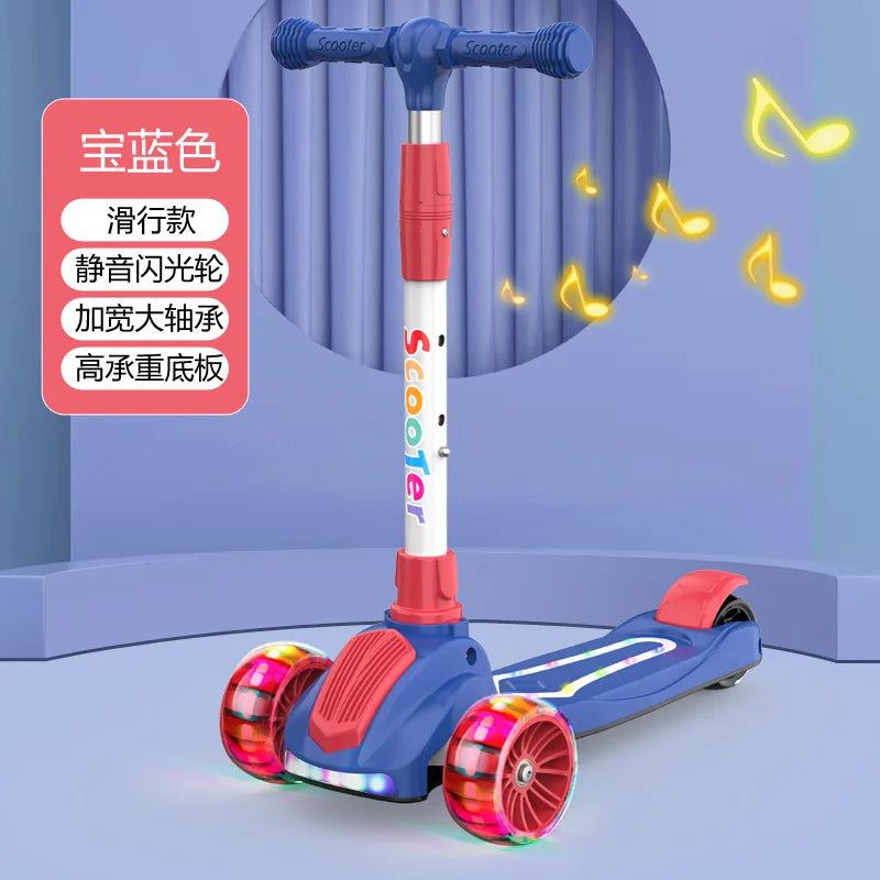 Cycling City 2-12 Years Old Children's Scooter Foldable Scooter With Music Light 3-wheel Scooter 4-speed Adjustable Balance Car