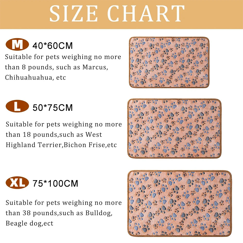 Soft Fluffy Pet Blanket High Quality Cute Dog Cat Paw Print Thick Coral Fleece Blankets Pet Mat Warm and Comfortable Thermal Pad