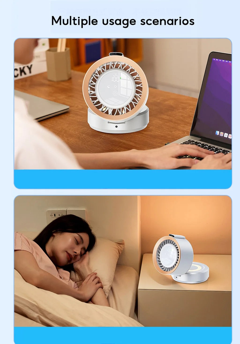 Eary Wall-mounted Fan Punch-free Foldable Fast Charging Desktop Fan With Night Light Magnetic Remote Control Air Conditioner Fan