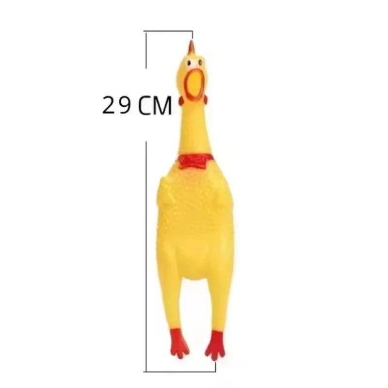Novelty Yellow Screaming Chicken Dog Toy-Durable Rubber Squeaker for Boredom Relief Bite-Resistant Chew Toy for Small/Medium Dog