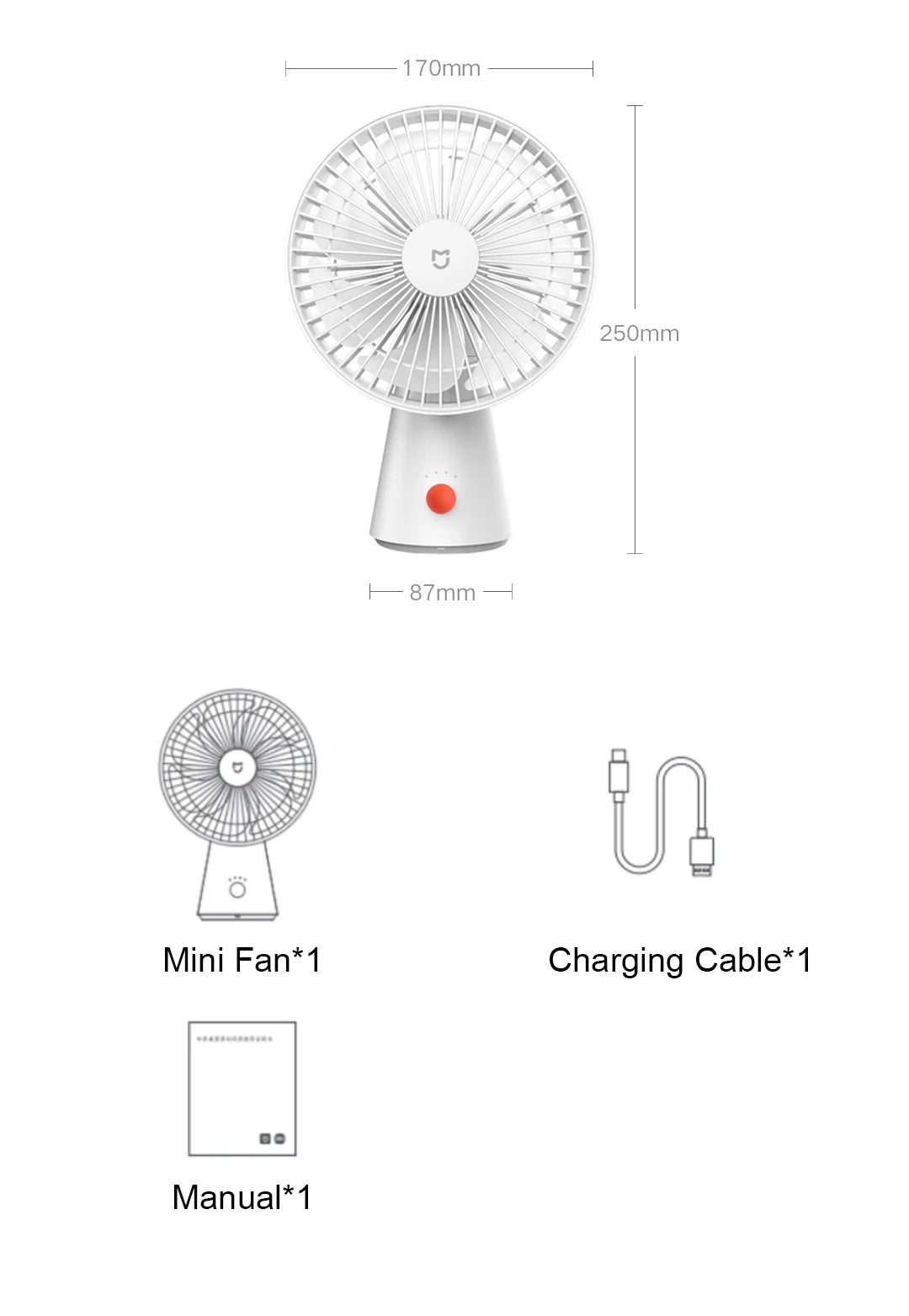 XIAOMI MIJIA Desktop Mobile Fan，Desktop Handheld Two In One，Universal Type-C Charging Port，18.5 - Hour Ultra - Long Battery Life