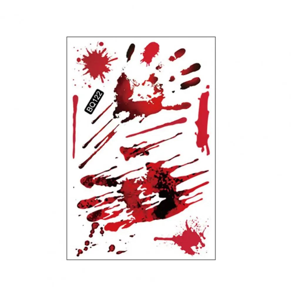 Halloween Sticker Ghost Shadow Blood Handprint Window Glass Sticker Traceless Scary Red Blood Print Window Wall Decal Decoration