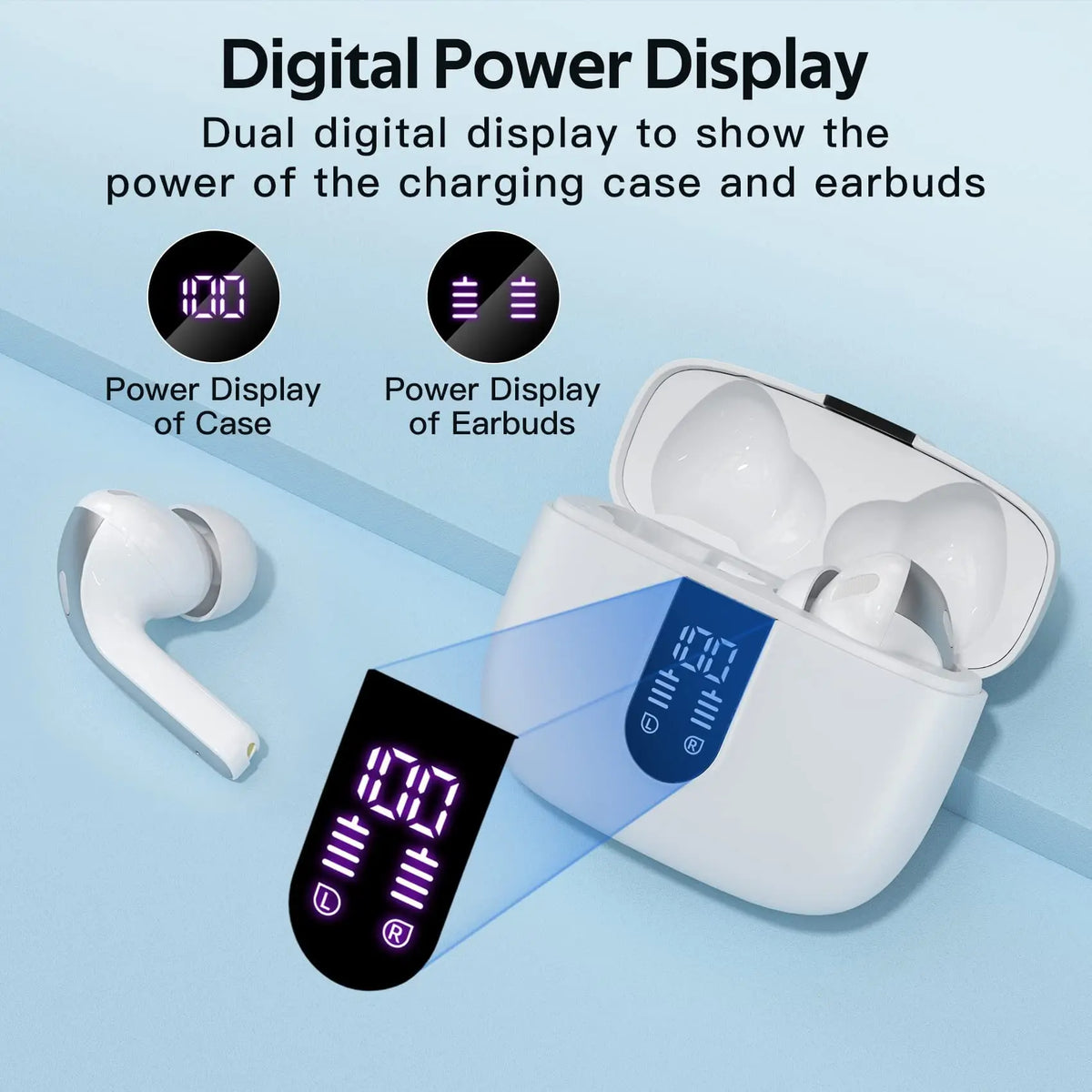 TWS LED Power Display True Wireless Earbuds 50Hours Music Sport in Ear Buds Bluetooth Earphone for Smart Phone PC Headset