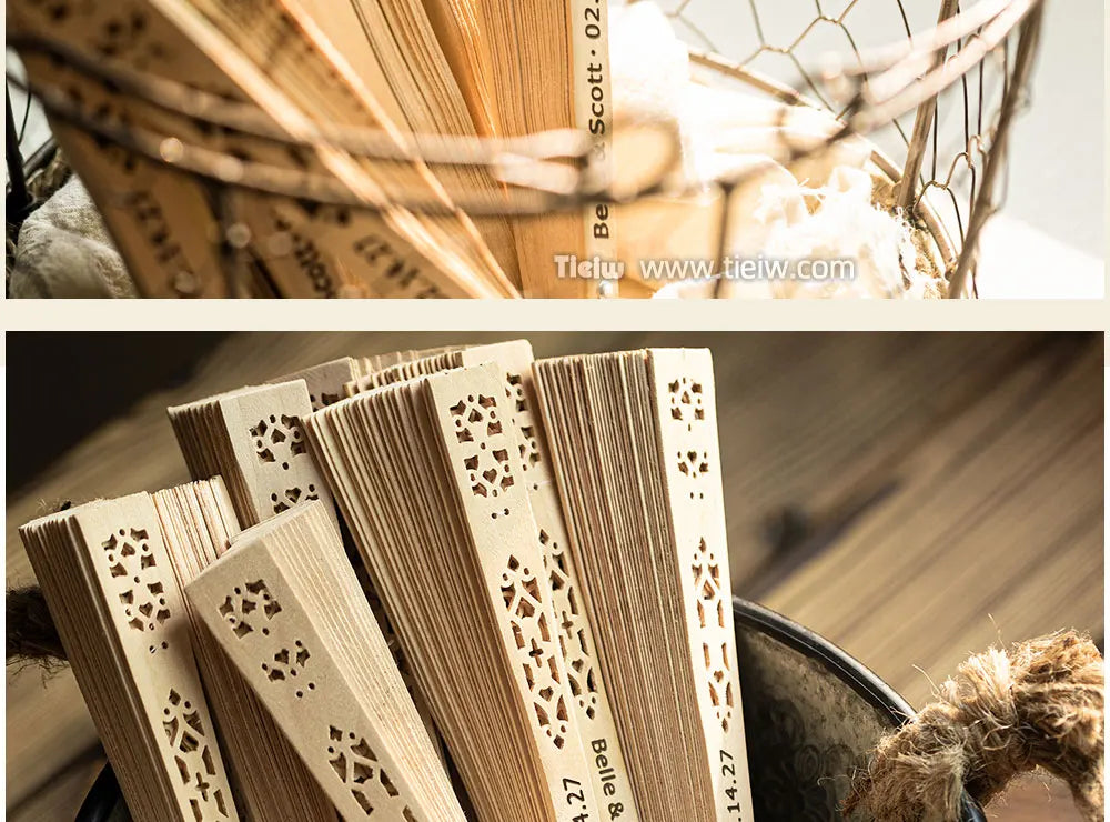Custom Wedding Fans-Hand Fan For Bridal Shower Beach And Summer Wedding Favors-Personalized Rustic And Elegant Wooden Fan