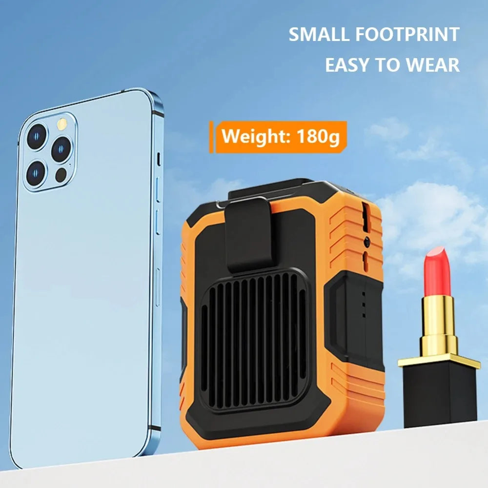 Portable Air Conditioner,Waist Clip Fan with 5-8H,Neck Fan,3 Speeds, USB Rechargeable,for Summer Outdoor Work Jobsite Hiking