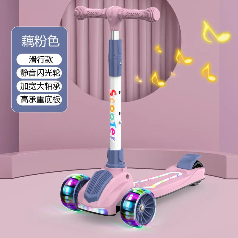 Cycling City 2-12 Years Old Children's Scooter Foldable Scooter With Music Light 3-wheel Scooter 4-speed Adjustable Balance Car
