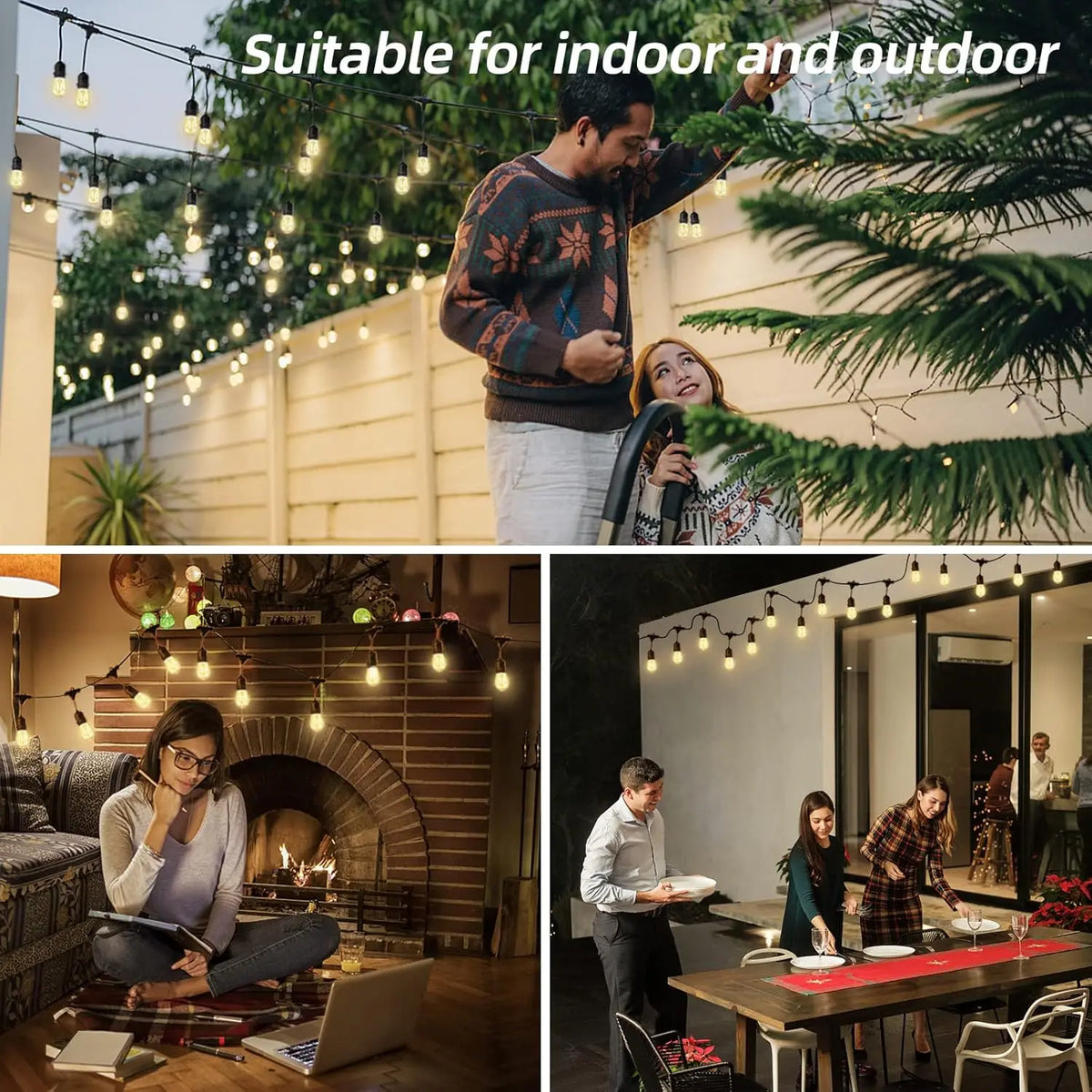 30m Outdoor Festoon LED Fairy Lights Warm White E27 S14 Retro filament Bulb Waterproof Christmas Lights Garland Decoration