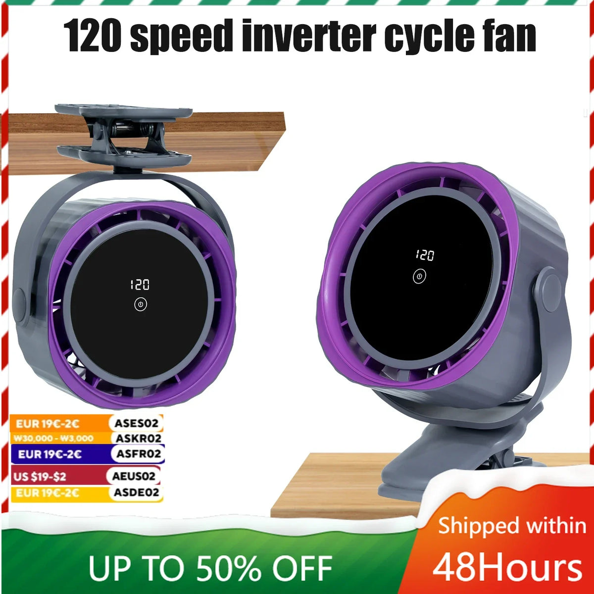 Clip on Fan for Bedroom 70ft Powerful Airflow 120 Speed Rechargeable 360° Adjustable 35db Quiet Table Desktop Fans for Summer