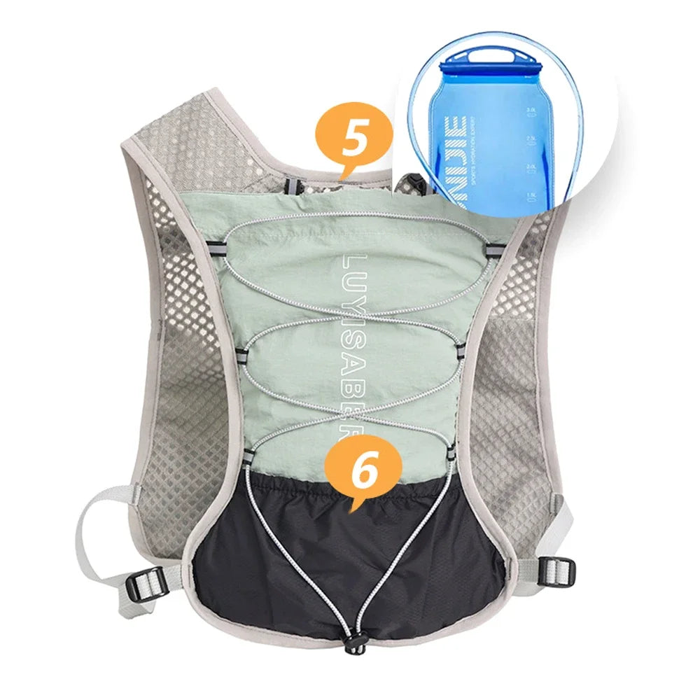 1PCS Hydrated Backpack,5L Running Vest, Hiking Backpack,Suitable for Running, Hiking, Marathon, and Both Men and Women Cycling