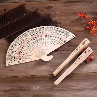 1/5pcs Vintage Wooden Folding Fan Classical Chinese Decorative Fan Hanfu Clothing Accessories Dancing Photo Props Wholesale