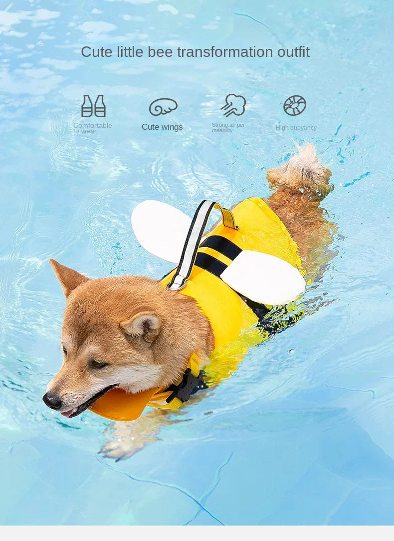 Summer Animal Shaped Bee Dog Life Jacket, Medium-sized Small Dog Universal Dog Swimsuit, Pet Buoyancy Jacket