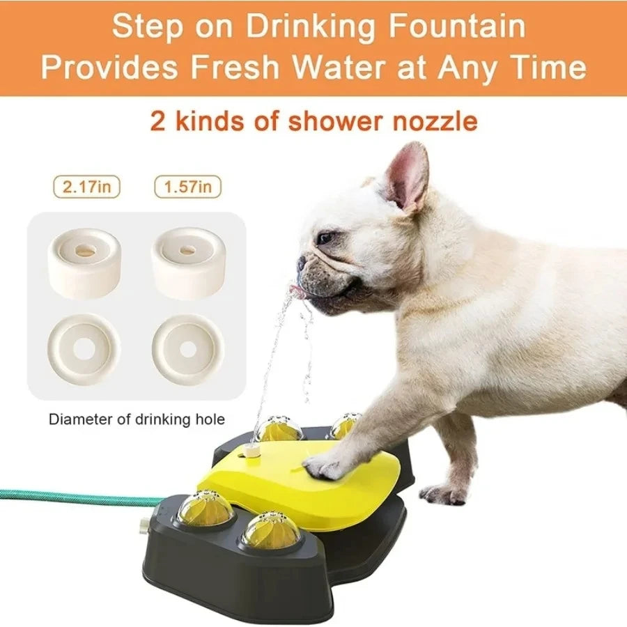 Dog Water Sprinkler Toy， Outdoor Splash Pad Puppy Drinking Dispenser， Interactive Dog Toys