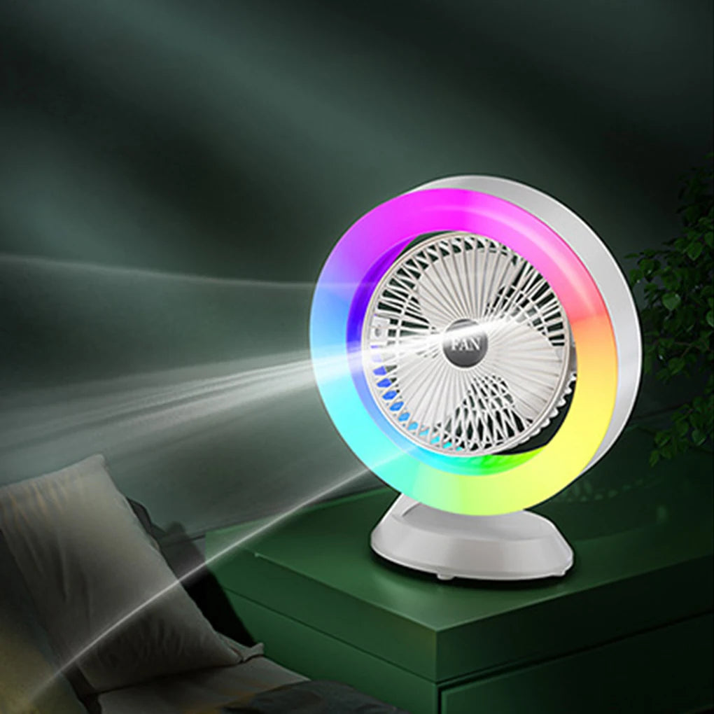 RGB Colorful Desktop Fan: Whisper - Quiet, Boasting Potent Wind Power in a Compact Design. The Ultimate Choice for Personal Cool