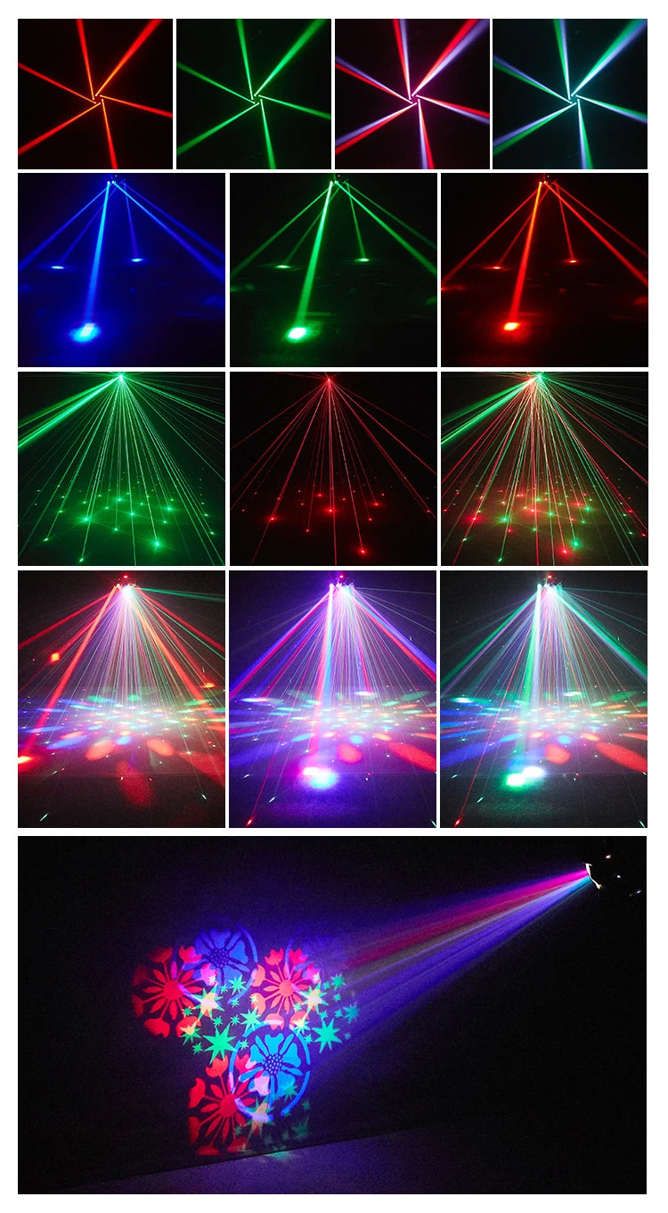 KEMAX Mini Beam 100W LED Mobile Head RGBW 6Arm Strobe Disco Party Light DMX DJ Accessories Nightclub Robot Stage Effect Light
