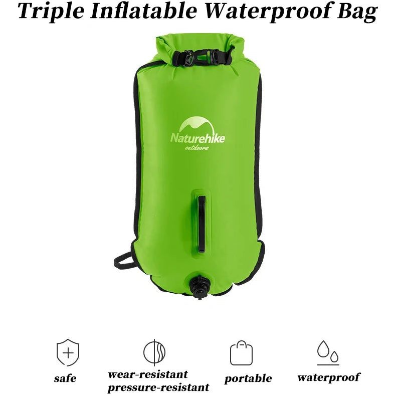 Naturehike Inflatable Open Swimming Buoy Tow Float Dry Bag Double Air Bag Swimming Bag Beach Water Sports Storage Dry Bag