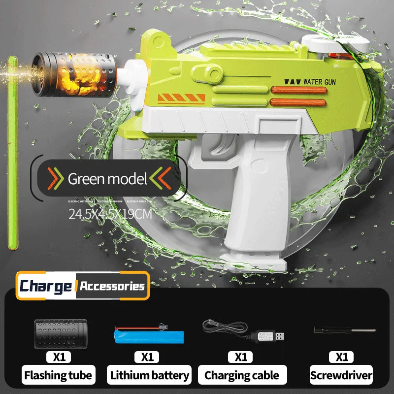Electric UZI Flamethrower Water Gun Toy High-Power Full Automatic Water Shooter Outdoor Games for Kids Adults Summer Fun Toys