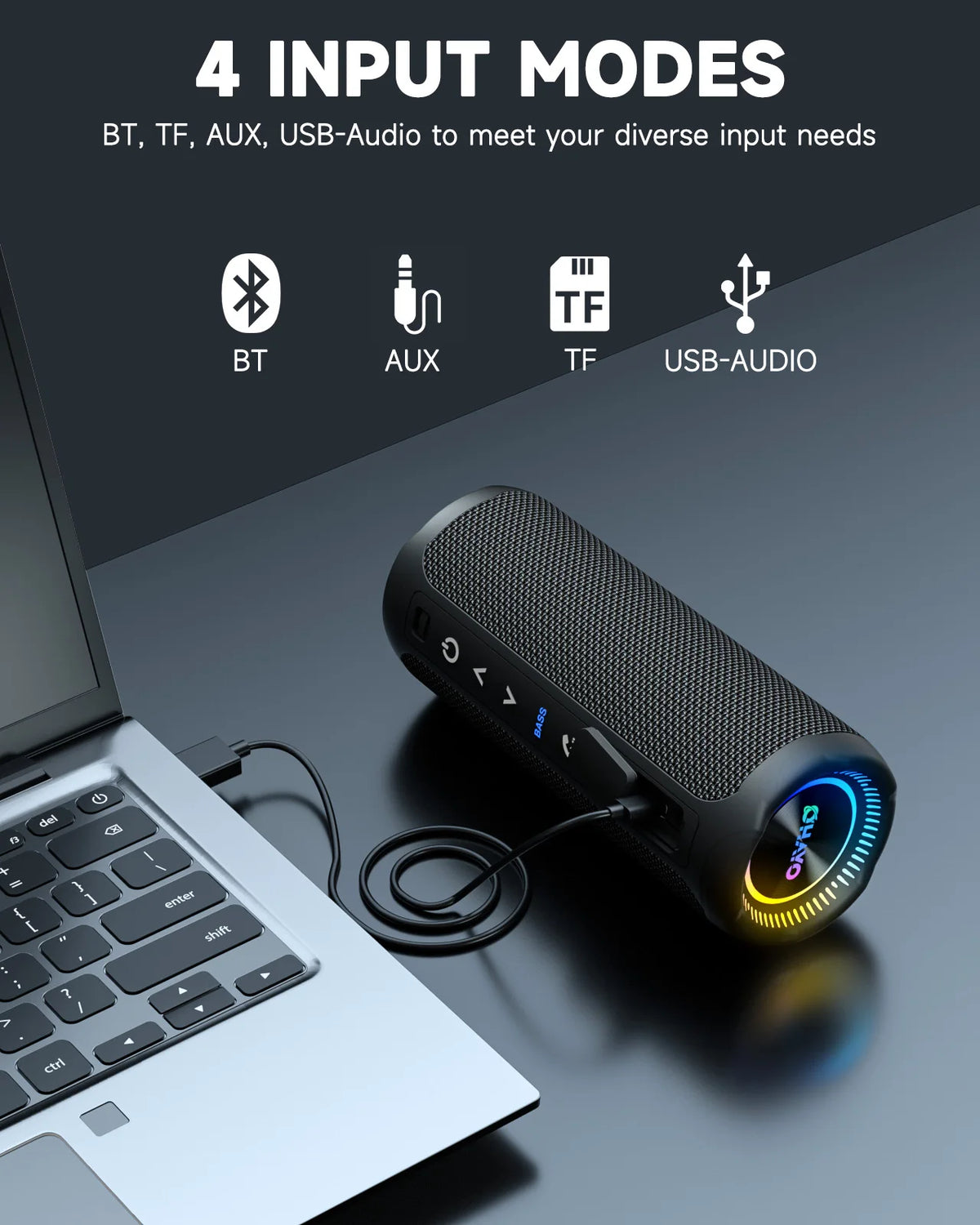 OHAYO X10MAX Bluetooth Speaker 35W - IPX7 Waterproof, Powerful Stereo Sound, 24H Playtime, TWS Pairing, Dazzling Lights, Bass Up