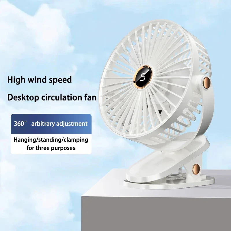 Xiaomi Clip-on Fan 5 Speed Quiet Rechargeable Home Desktop Portable Air Circulator Wireless Fan Light With LED Display For Camp