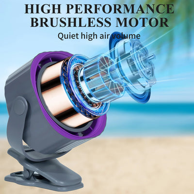 Clip on Fan for Bedroom 70ft Powerful Airflow 120 Speed Rechargeable 360° Adjustable 35db Quiet Table Desktop Fans for Summer
