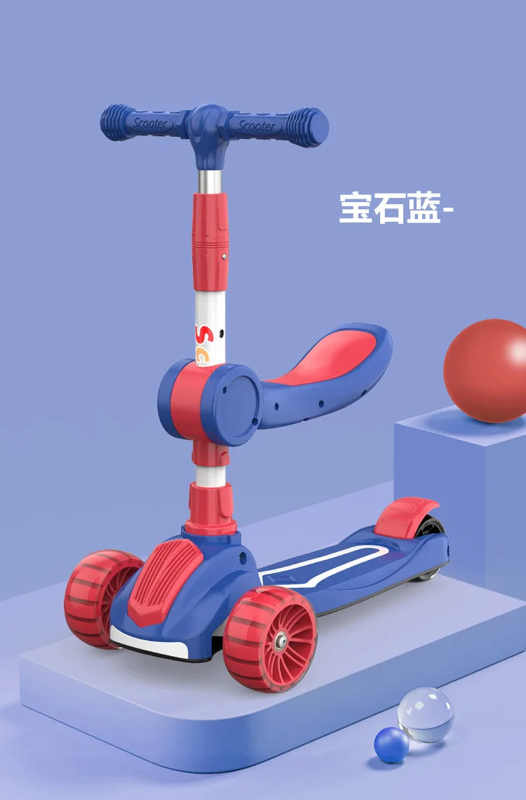 Cycling City 2-12 Years Old Children's Scooter Foldable Scooter With Music Light 3-wheel Scooter 4-speed Adjustable Balance Car
