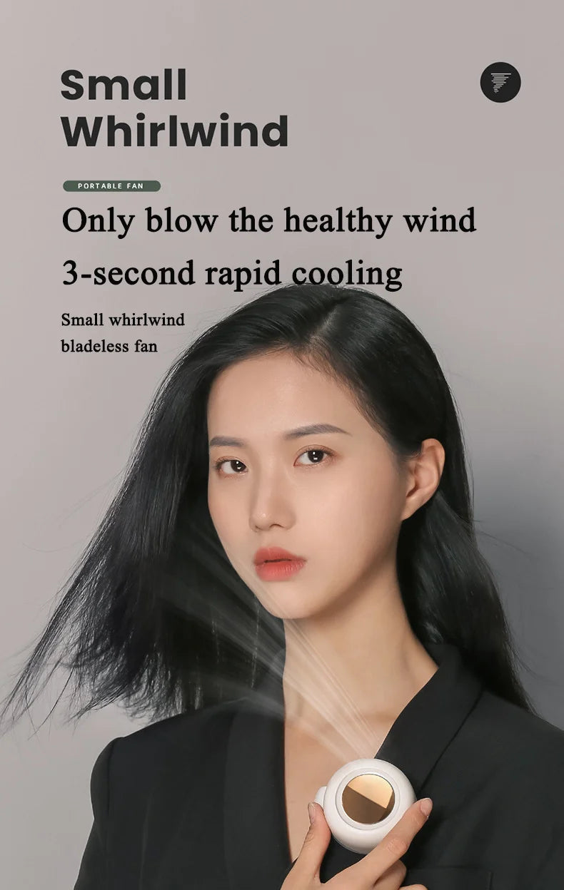 Portable Silent Mini Clip Fan Bladeless USB Fan Built-in 900mAh Battery Hanging Waist Electric Fan 3 Speeds for Outdoor Travel