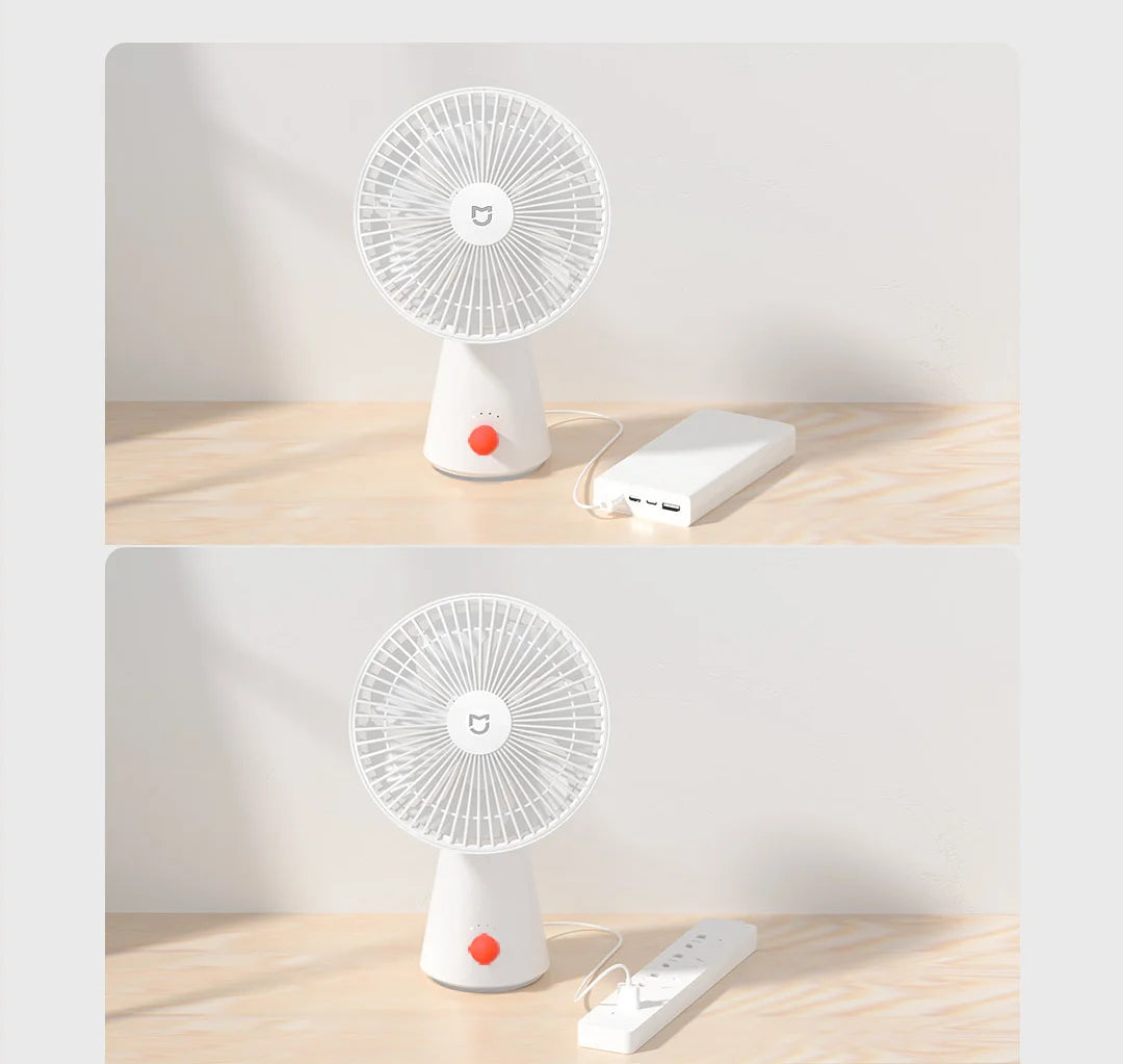 XIAOMI MIJIA Desktop Mobile Fan，Desktop Handheld Two In One，Universal Type-C Charging Port，18.5 - Hour Ultra - Long Battery Life