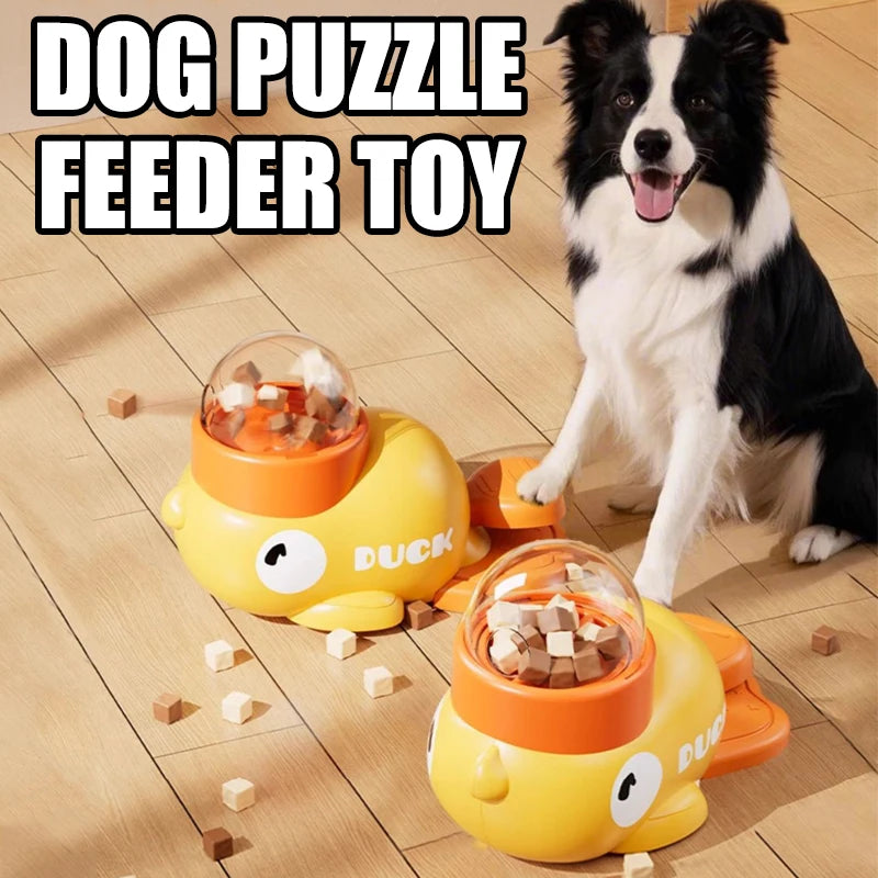 Dog Interactive Treat Dispenser Toy, Food Puzzle Slow Feeder, 2-in-1 Durable Cute Duck Shaped Design for Small Medium Dogs and Cats, Interactive IQ Training Reduces Bloating
