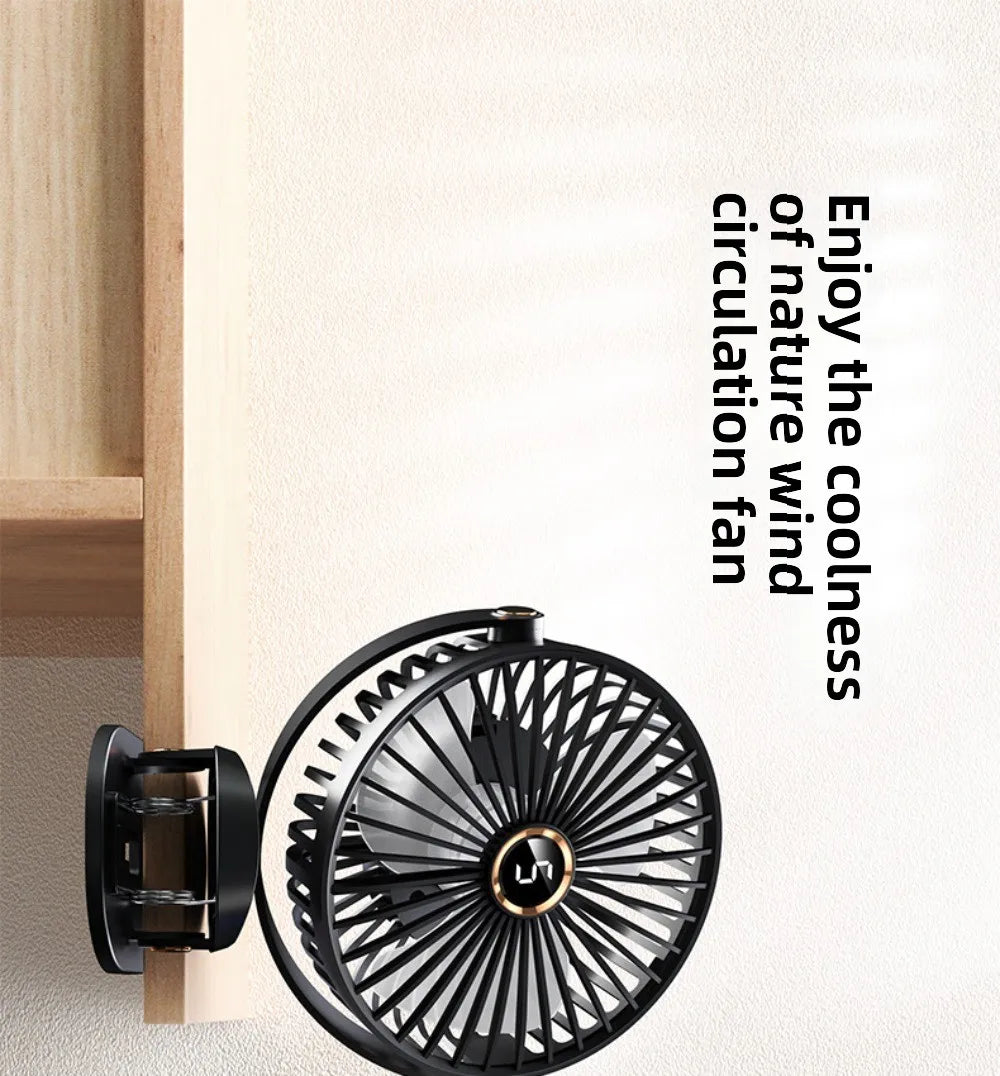 1800mAh Clip Electric Fan 5 Speed Quiet Rechargeable Desktop Portable Air Circulator Wireless Fan with LED Light Camping Fans