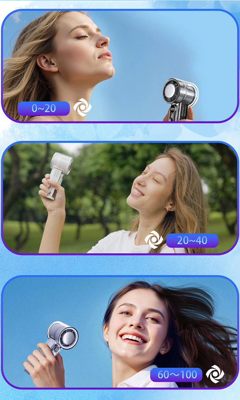 Fan X05 Mecha 100-speed Fan USB 20000RPM Violent Turbine Fan Handheld Refrigeration Ice Compress Fan Camping Travel