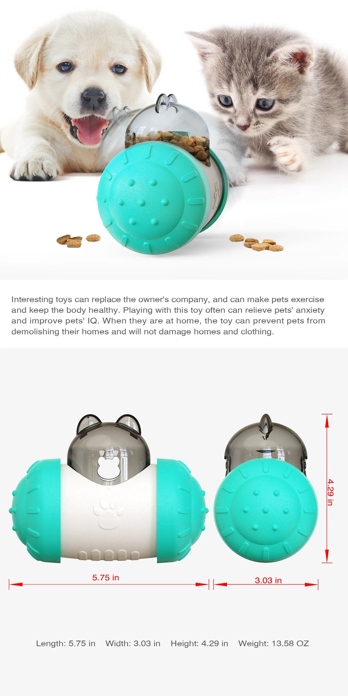 Dog Puzzle Toys Pet Food Interactive Tumbler Slow Feeder Puppy Toy Snack Treat Dispenser for Pet Dog Cat Training Goods for Pets