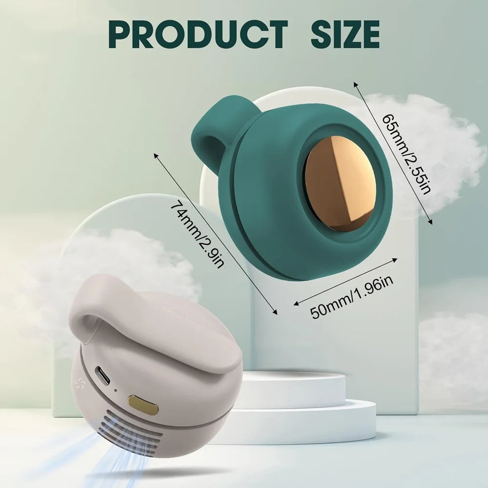 Portable Silent Mini Clip Fan Bladeless USB Fan Built-in 900mAh Battery Hanging Waist Electric Fan 3 Speeds for Outdoor Travel