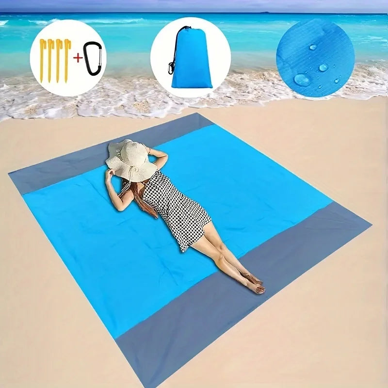 Waterproof and sand-proof beach mat, suitable for 3 adults - Outdoor picnic mat, suitable for travel, camping and hiking.