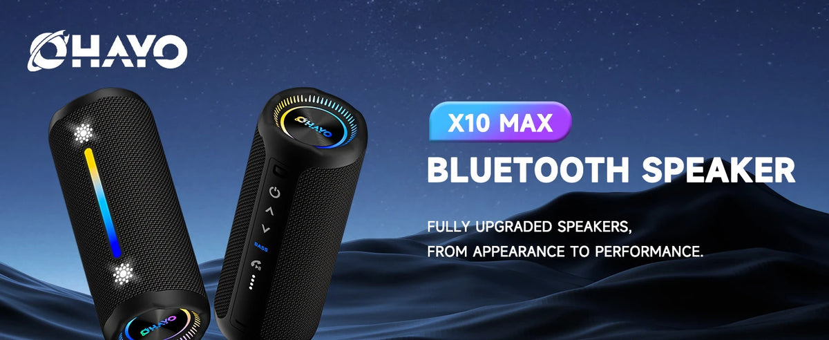 OHAYO X10MAX Bluetooth Speaker 35W - IPX7 Waterproof, Powerful Stereo Sound, 24H Playtime, TWS Pairing, Dazzling Lights, Bass Up