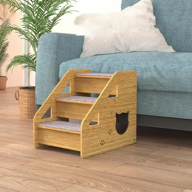 Pet Stairs For Couch 3-Level Wood Pet Stairs & Ramp For Medium/Small Dogs Old Cats Dog/Cat Ladder Wood Non-Slip For Beds And