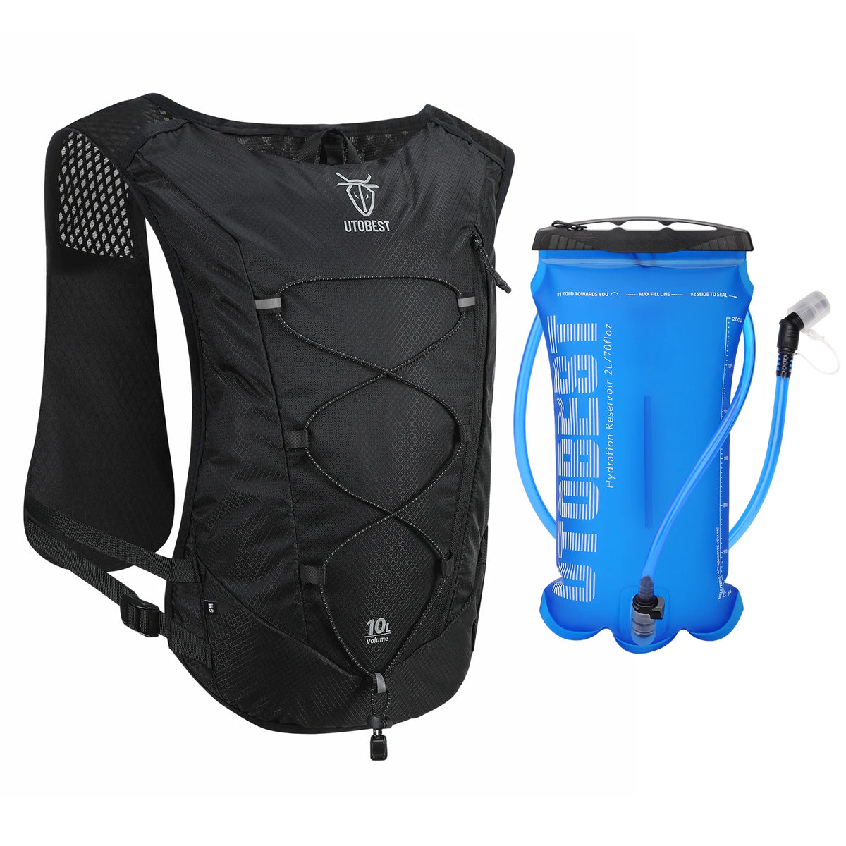 UTOBEST Trail Running Backpack 10L Ultra Lightweight Hydration Vest with 2L Water Bladder for Outdoor Hiking Cycling Marathon