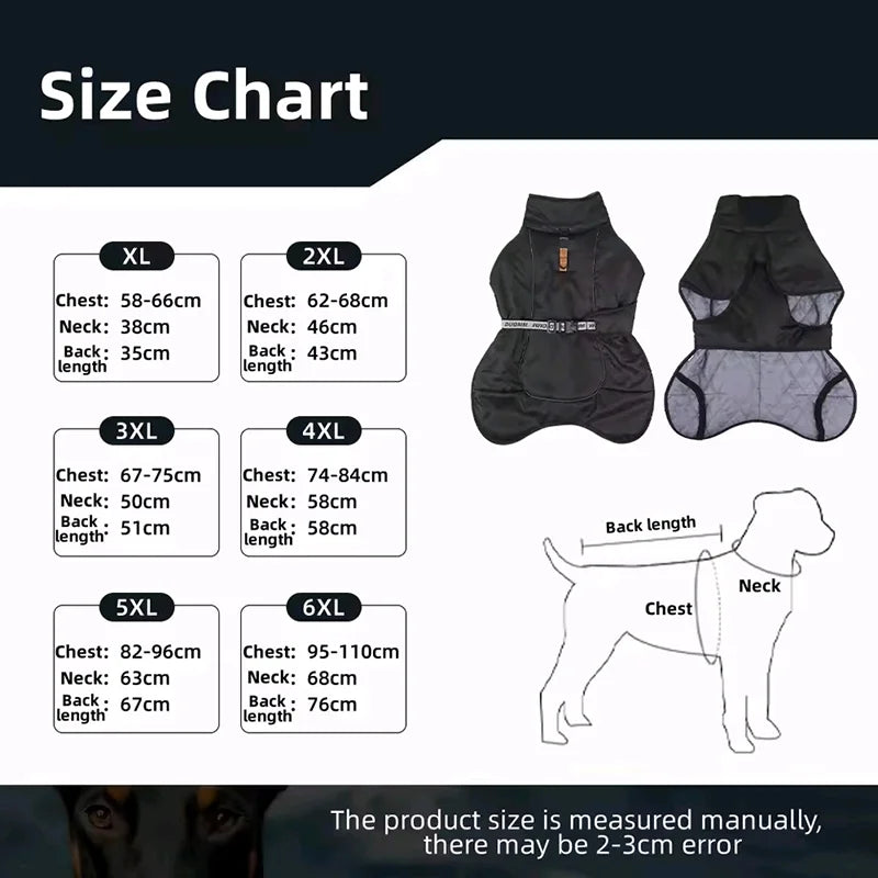 Doberman Winter Coat – Waterproof Warm Vest Jacket for Large Dogs (Bulldog, Labrador, Big Dog)